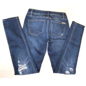 White House Black Market Women's Skinny Jeans-Distressing With Sequins-Size 0